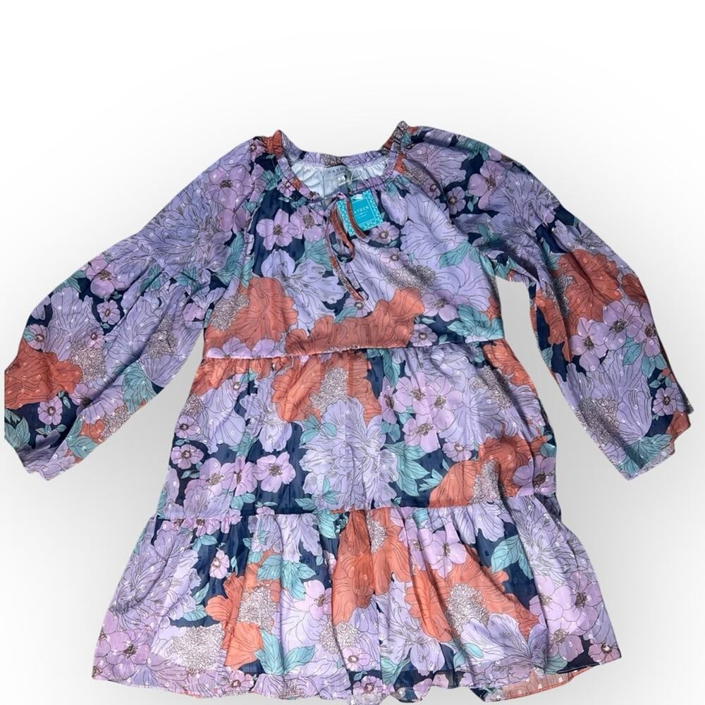 Piper + Scoot Finlinson Swiss Dot Floral Dress in Lilac + Navy Small - Picture 5 of 11